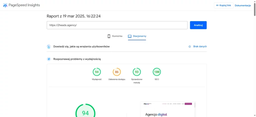 10 darmowych narzędzi SEO, które warto znać 4 Darmowe narzędzia SEO - Google Pagespeed Insights