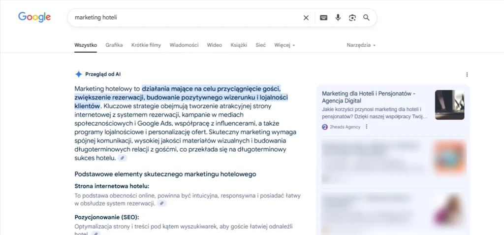 AI Overviews: szansa czy zagrożenie dla SEO? 2 Wyniki wyszukiwania AI overviews