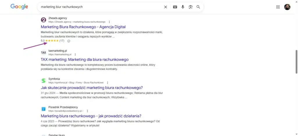 Rich snippets - czym są i jak wpływają na CTR? 3 Rich snippets opinii - recenzji