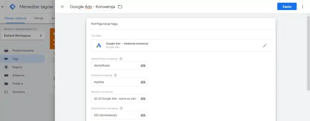 Monitoring konwersji w Google Ads - kompletny poradnik 3 Tag konwersji Google Ads