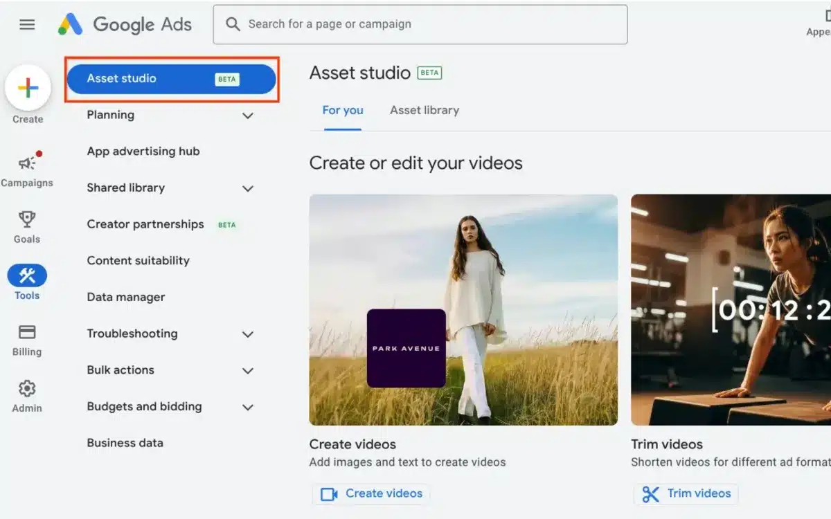 Asset Studio w Google Ads – AI w tworzeniu kreacji 3 Google Ads Asset Studio