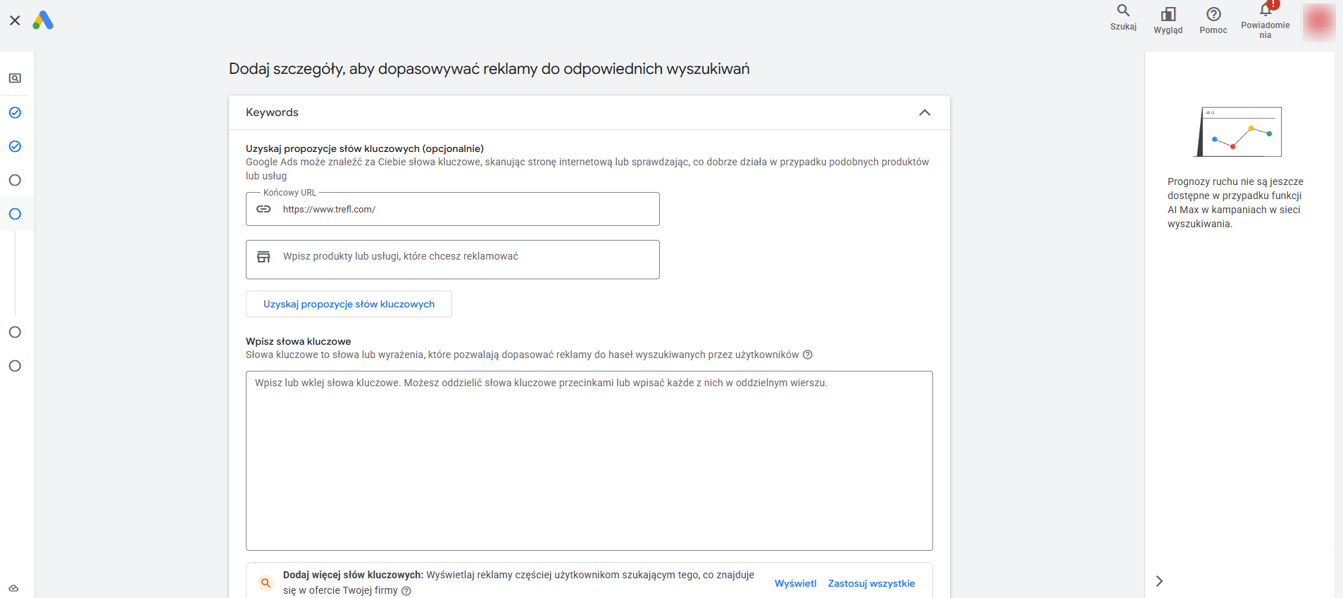 Jak tworzyć skuteczne reklamy tekstowe w Google Ads? 3 Panel reklam tekstowych Google Ads